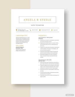 Auto Technician Resume