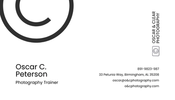 Free Photography Trainer Business Card Template to Edit Online