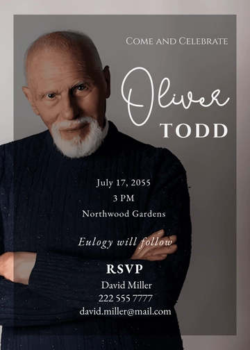 Modern Celebration Of Life Invitation Template - Edit Online & Download
