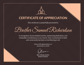 Church Certificate of Appreciation Template - Edit Online & Download