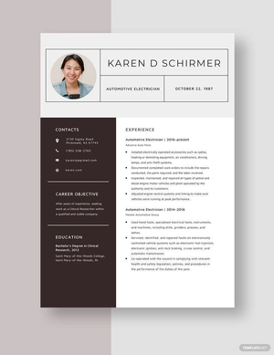 Automotive Electrician Resume