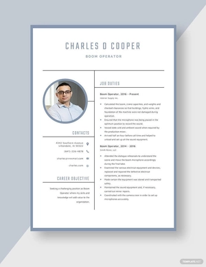 Boom Operator Resume