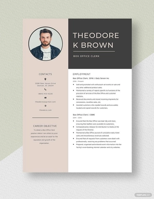 Box Office Clerk Resume