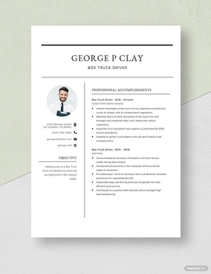 Box Truck Driver Resume