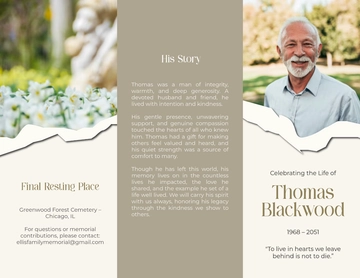 Free Celebration of Life Eulogy Funeral Tri-Fold Brochure Template to Edit Online