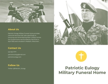 Free Military Eulogy Funeral Bi-Fold Brochure Template to Edit Online