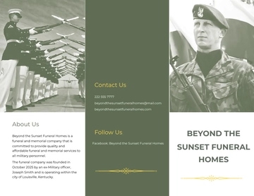 Free Military Eulogy Funeral Tri-Fold Brochure Template to Edit Online