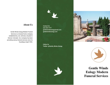 Free Modern Eulogy Funeral Tri-fold Brochure Template to Edit Online