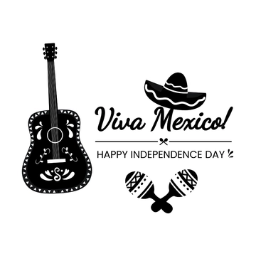 Free Black And White Mexican Independence Day Clipart Template to Edit Online