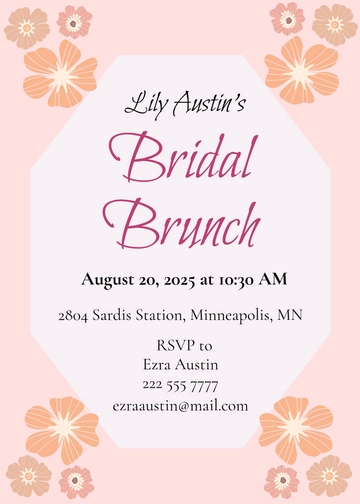 Free Bridal Shower brunch invitation template to Edit Online