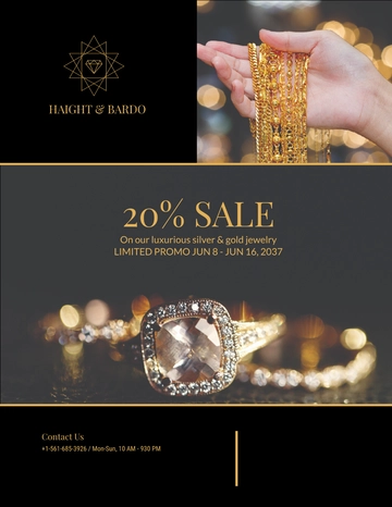 Free Black Gold Jewelry Flyer Template to Edit Online