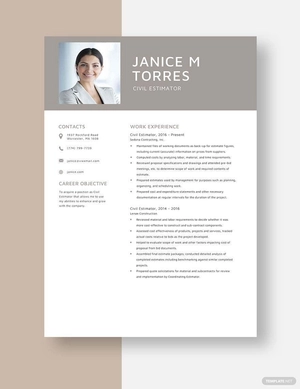 Civil Estimator Resume
