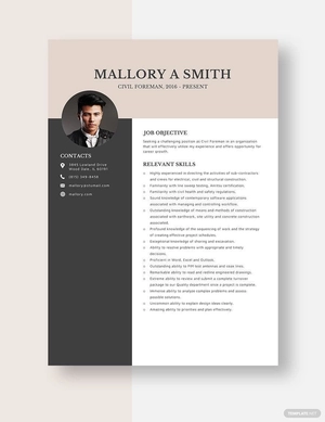 Civil Foreman Resume