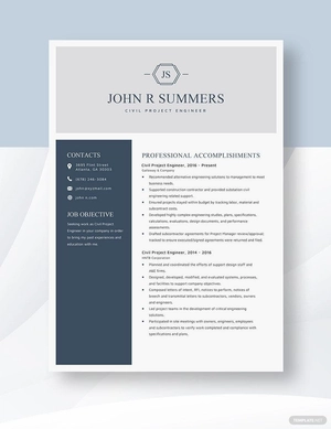 Civil Project Engineer Resume