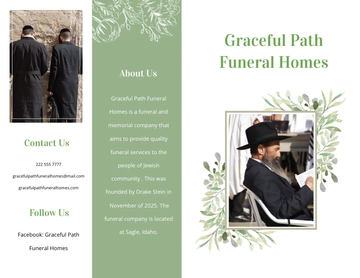 Free Jewish Funeral Memorial Bi-fold Brochure Template to Edit Online