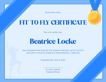 Free Air Travel Fitness Certificate Template to Edit Online
