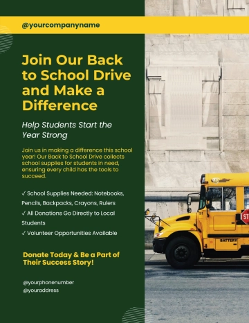 Free Back To School Drive Flyer Template to Edit Online