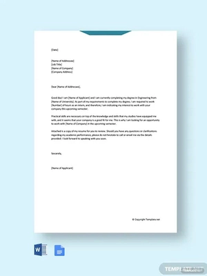 Cover Letter for Internship Engineering Template