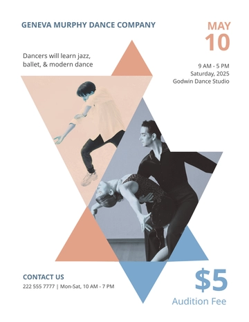 Free Dance Company Audition Flyer Template to Edit Online