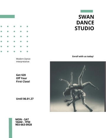 Free Dance Lesson And Studio Flyer Template to Edit Online