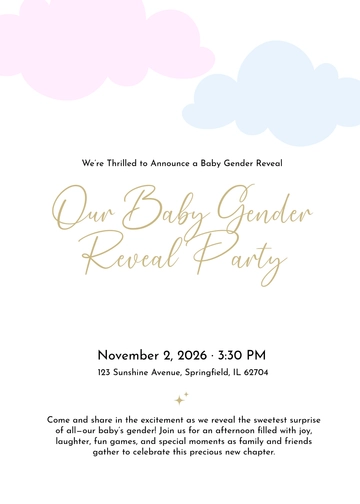 Free Baby Gender Reveal Invitation Card Template to Edit Online