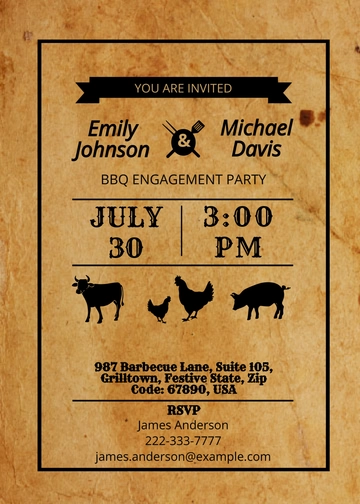 Free BBQ Engagement Party Invitation Card Template to Edit Online