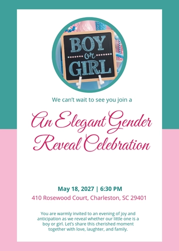 Free Elegant Gender Reveal Invitation Card Template to Edit Online