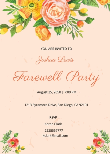 Creative Floral Farewell Invitation Template - Edit Online & Download