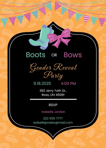 Free Boots or Bows Gender Reveal Invitation Template to Edit Online