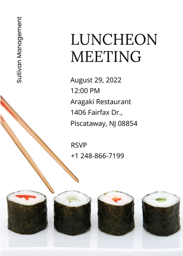 Free Luncheon Meeting Invitation Template to Edit Online