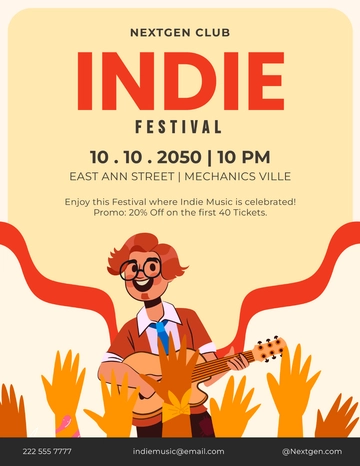Free Simple Indie Music Festival Flyer Template to Edit Online