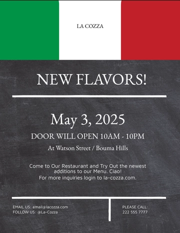 Free Italian Menu Restaurant Flyer Template to Edit Online