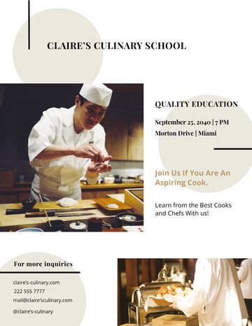 Free Culinary School Flyer Template to Edit Online