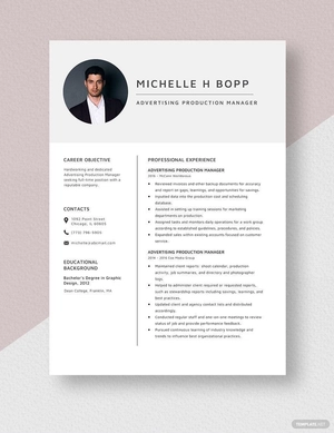 Advertising Production Manager Resume