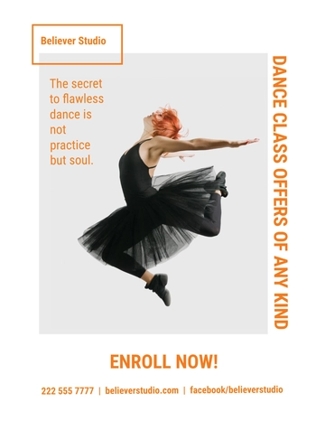 Free Dance Classes Flyer Template to Edit Online