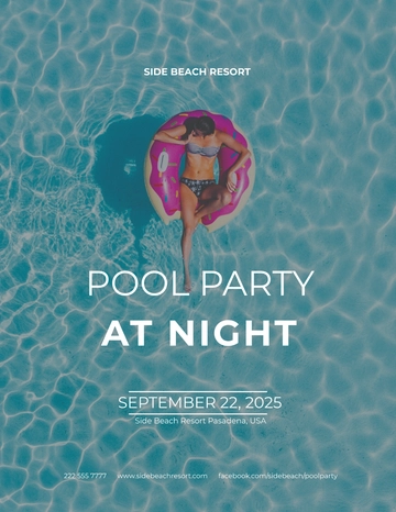 Free Minimal Pool Party Flyer Template to Edit Online