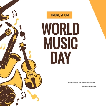 Free World Music Day Instagram Post Template to Edit Online
