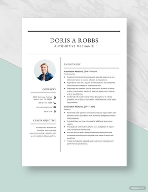 Automotive Mechanic Resume