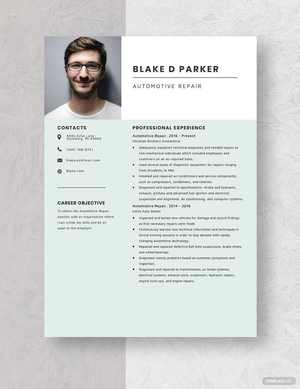 Automotive Repair Resume