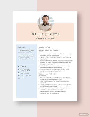 Blackberry Support Resume