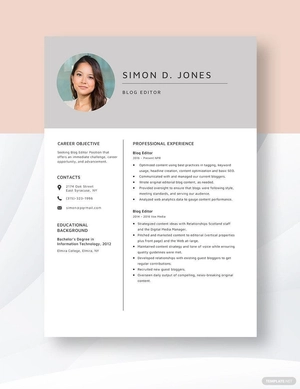 Blog Editor Resume