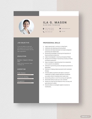 Blood Bank Technician Resume