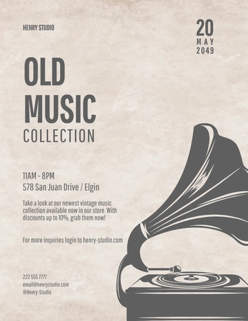 Free Old Vintage Music Flyer Template to Edit Online
