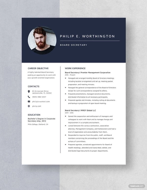 Board Secretary Resume