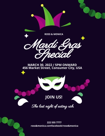 Free Mardi Gras Flyer Template to Edit Online