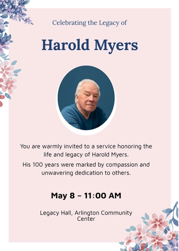 Free Legacy Eulogy Funeral Invitation Template to Edit Online