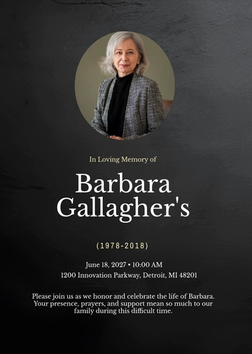Free Funeral Program Invitation Card Template to Edit Online