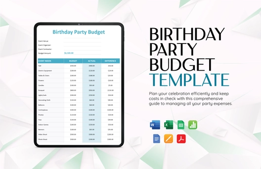 Birthday Party Budget Template Birthday Party Budget Template
