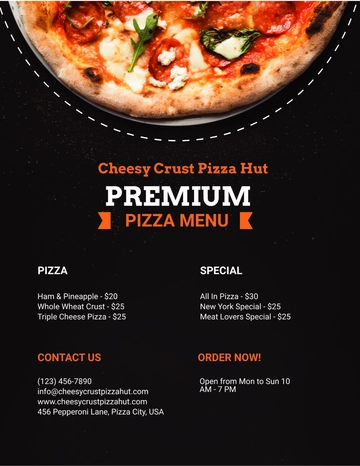 Free Pizza Menu Flyer Template to Edit Online