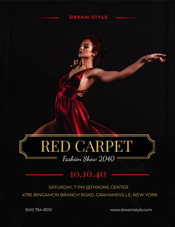 Free Red Velvet Fashion Show Flyer Template to Edit Online